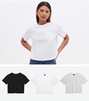 New Look 3 Pack Black White and Grey Pocket Front Boxy T-Shirts